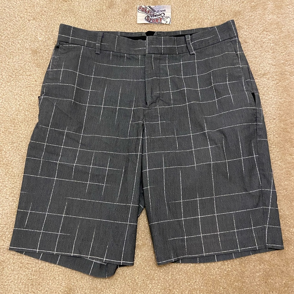 Nike Golf Shorts Black White Plaid Dri-Fit TW Tiger Size 32 Medium